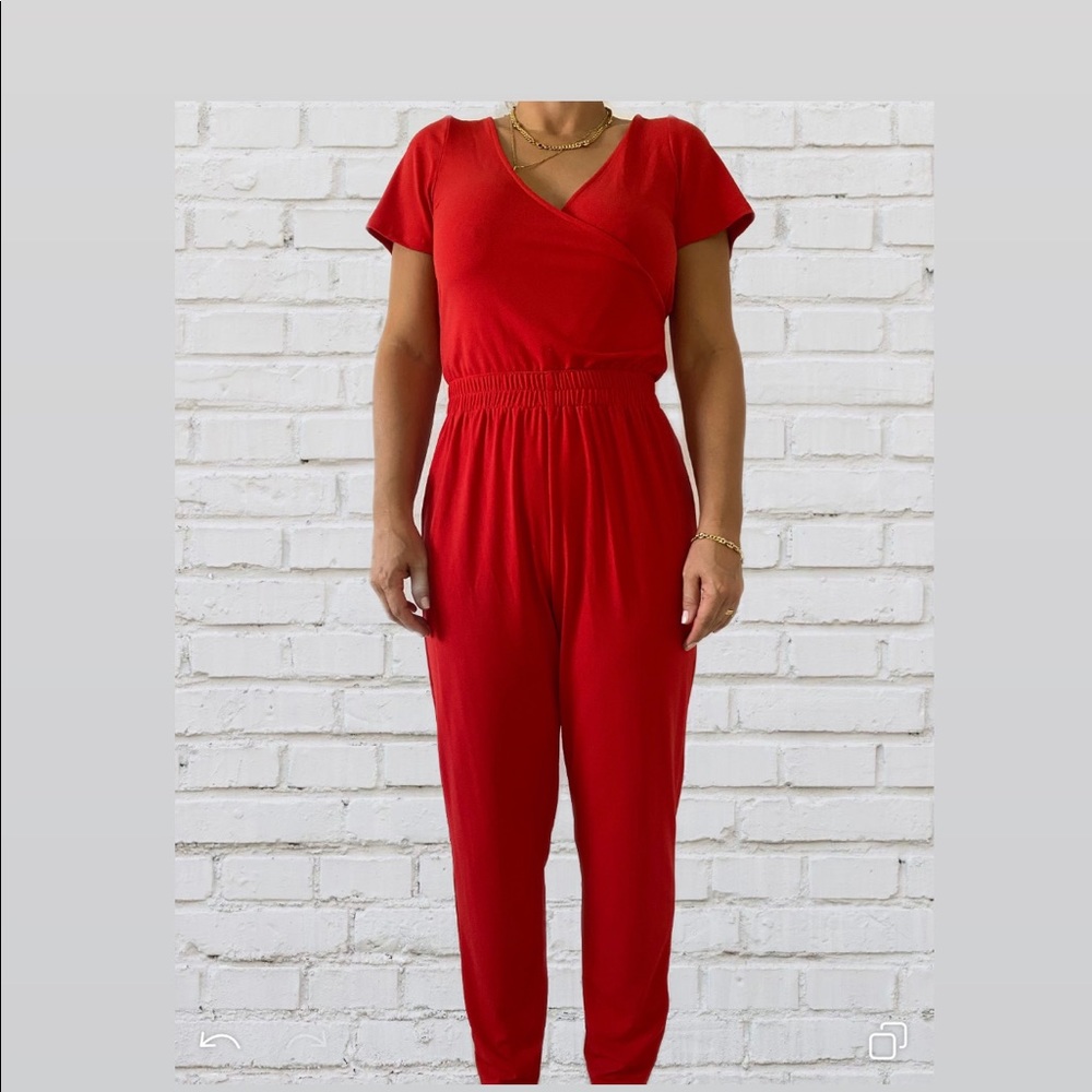 Red Express Jumpsuit perfect for the coming holidays!!